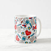 Niedliches medizinisches Krankenpflegethema gemisc Kaffeetasse (VorderseiteRechts)