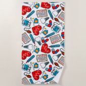 Niedliches medizinisches Krankenpflegethema gemisc Strandtuch (Vorderseite)