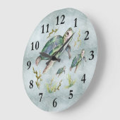 Niedliches Meer Kreaturen Schildkröte Baby Kinderz Große Wanduhr (Winkel)