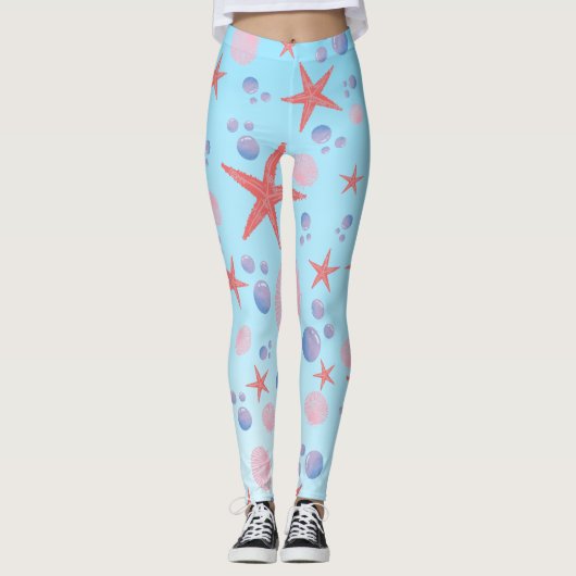 Niedliches Meer Muschel Seestern Küste Summer Ocea Leggings (Vorderseite)