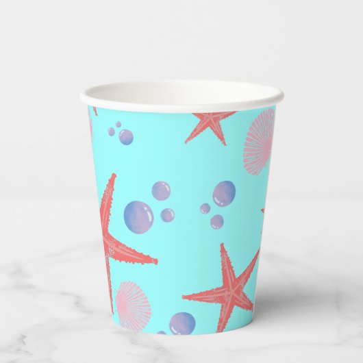 Niedliches Meer Muschel Seestern Küste Summer Ocea Pappbecher (Rückseite)