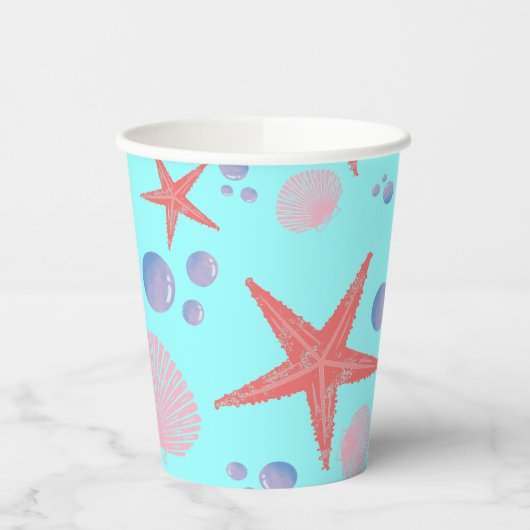 Niedliches Meer Muschel Seestern Küste Summer Ocea Pappbecher (Links)