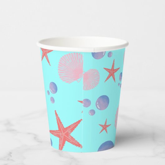 Niedliches Meer Muschel Seestern Küste Summer Ocea Pappbecher (Rechts)