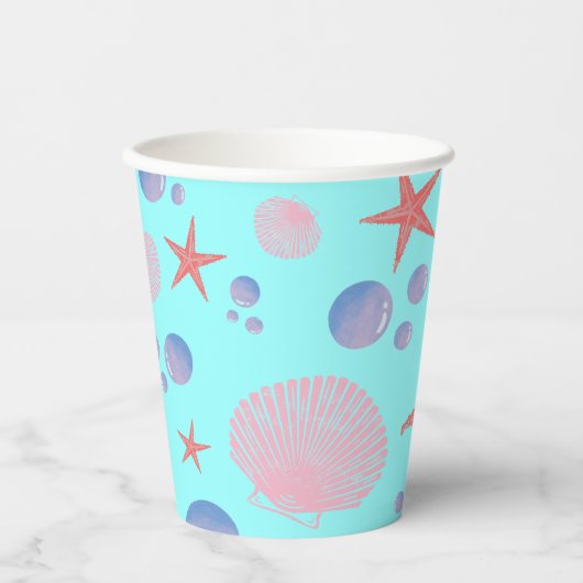 Niedliches Meer Muschel Seestern Küste Summer Ocea Pappbecher (Vorderseite)