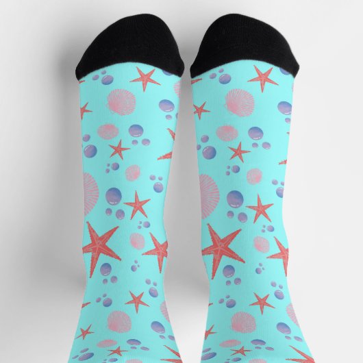 Niedliches Meer Muschel Seestern Küste Summer Ocea Socken (Oben)
