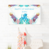 Niedliches Meer Octopus bunt Happy Birthday B Banner (Insitu)