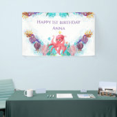 Niedliches Meer Octopus bunt Happy Birthday Banner (Messeveranstaltung)