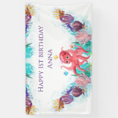 Niedliches Meer Octopus bunt Happy Birthday Banner (Vertikal)