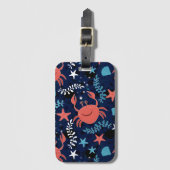 Niedliches Meeresbild mit Krabben. Gepäckanhänger (Vorderseite Vertikal)