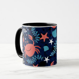 Niedliches Meeresbild mit Krabben. Tasse