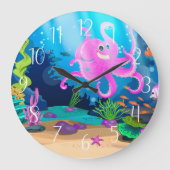 niedliches Meeresfischstrand Große Wanduhr (Vorderseite)