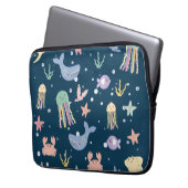 Niedliches Meeresleben Nahtloses Muster Laptopschutzhülle (Vorderseite Links)
