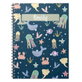 Niedliches Meeresleben Nahtloses Muster Notizblock (Vorderseite)