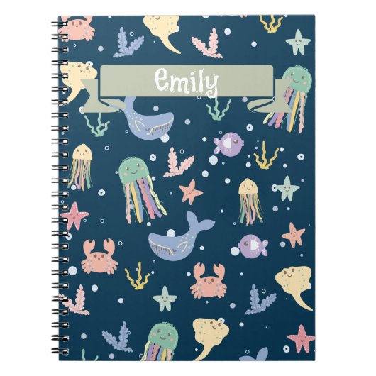 Niedliches Meeresleben Nahtloses Muster Notizblock (Vorderseite)