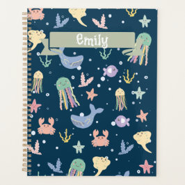 Niedliches Meeresleben Nahtloses Muster Planer