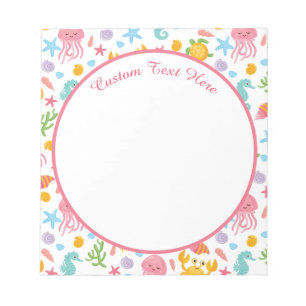 Niedliches Meeresleben Seepferd Starfish Schildkrö Notizblock