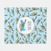 Niedliches Meeresschildkrötenmuster Fleecedecke (Vorderseite (Horizontal))