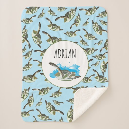 Niedliches Meeresschildkrötenmuster Sherpadecke (Vorderseite)