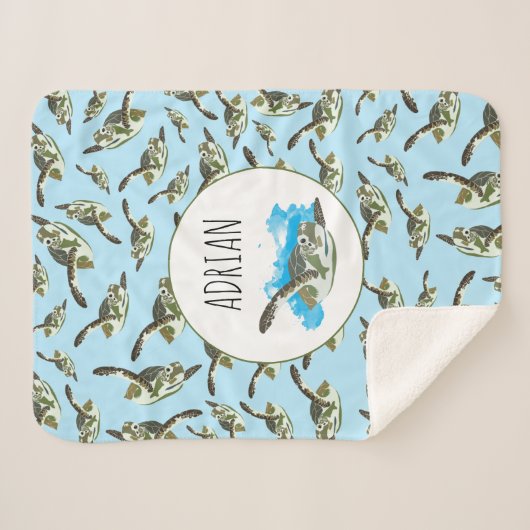 Niedliches Meeresschildkrötenmuster Sherpadecke (Vorderseite (Horizontal))