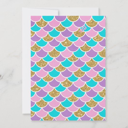 Niedliches Meerjungfrau Einladung zum 8. (Rückseite)