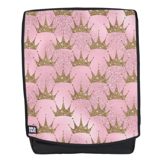 Niedliches Meerjungfrau Gold Glitzer Tiara Golden Rucksack (Vorderseite)