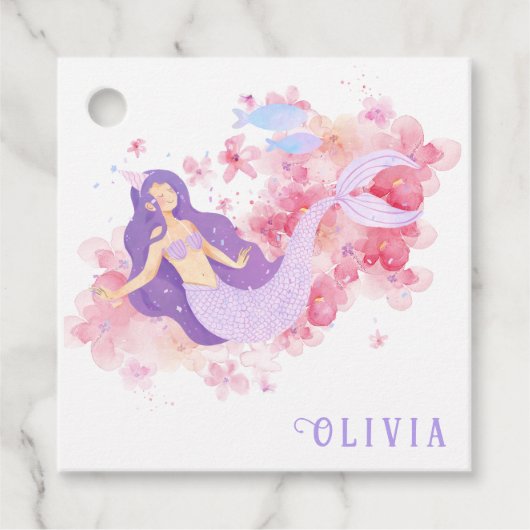 Niedliches Meerjungfrau Rosa Unterwasser für klein Geschenkanhänger (Vorderseite)