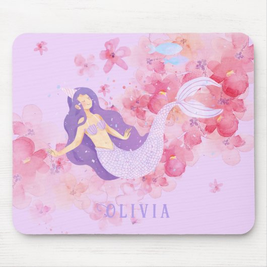 Niedliches Meerjungfrau Rosa Unterwasser für klein Mousepad (Vorne)