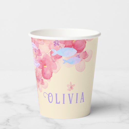 Niedliches Meerjungfrau Rosa Unterwasser für klein Pappbecher (Rückseite)