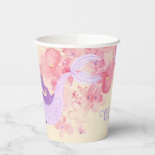 Niedliches Meerjungfrau Rosa Unterwasser für klein Pappbecher (Links)