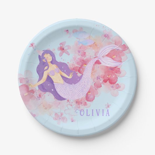 Niedliches Meerjungfrau Rosa Unterwasser für klein Pappteller (Vorderseite)
