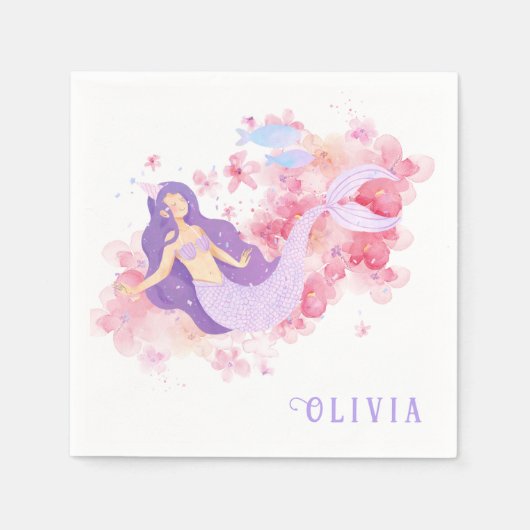 Niedliches Meerjungfrau Rosa Unterwasser für klein Serviette (Vorderseite)