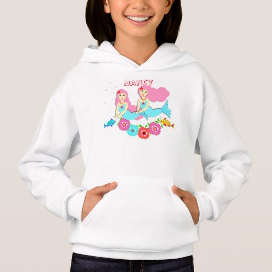 Niedliches Meerjungfrauenthema Personalisiert Hoodie (Vorderseite)