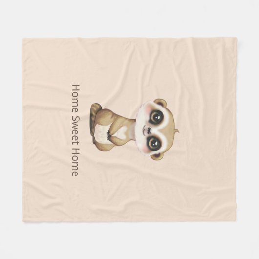 Niedliches Meerkat auf hellsandigen Beige Fleecedecke (Vorderseite (Horizontal))