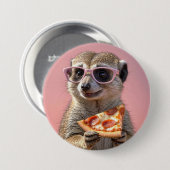 Niedliches Meerkat mit Brille und Pizza Button (Vorne & Hinten)