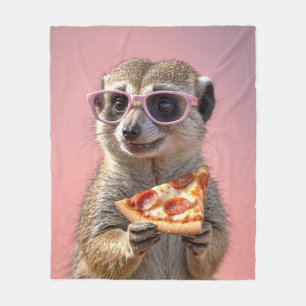 Niedliches Meerkat mit Brille und Pizza Fleecedecke