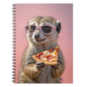 Niedliches Meerkat mit Brille und Pizza Notizblock