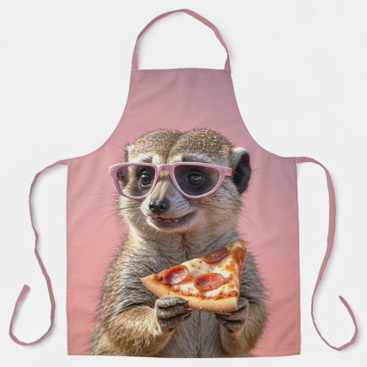 Niedliches Meerkat mit Brille und Pizza Schürze (Vorderseite)