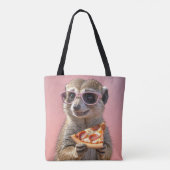 Niedliches Meerkat mit Brille und Pizza Tasche (Rückseite)