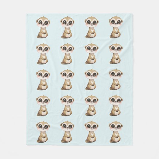 Niedliches Meerkat-Muster auf hellblau Fleecedecke (Vorderseite)