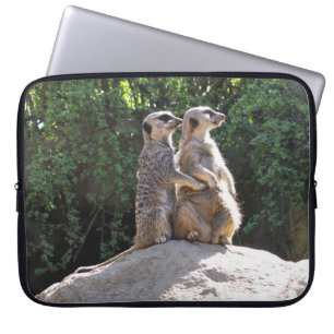 Niedliches Meerkat-Paar auf Rock Laptop-Fall Laptopschutzhülle