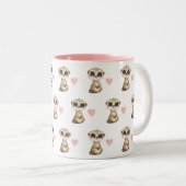 Niedliches Meerkat und Herzmuster Zweifarbige Tasse (VorderseiteRechts)