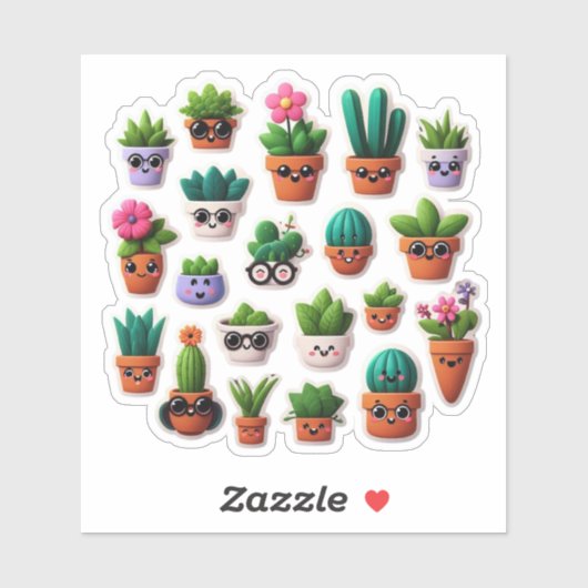 Niedliches mehrfarbiges Kawaii Pflanze Sticker Set (Blatt)