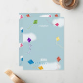 Niedliches mehrfarbiges Kites Kids-Muster Mitteilungskarte (Vorderseite/Rückseite Beispiel)