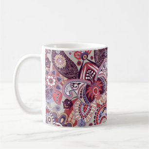 Niedliches mehrfarbiges Paisley-Blumenmuster Kaffeetasse