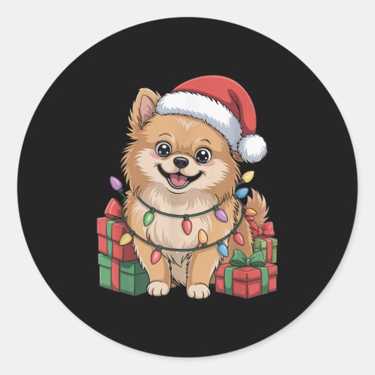 Niedliches Meraner Weihnachtsdesign Funny Dog Love Runder Aufkleber (Vorderseite)