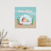 Niedliches Mermaid Baby Girl Kinderzimmer Decor Po Poster (Küche)