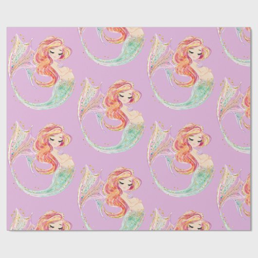 NIEDLICHES MERMAID BABY SHOWING Wrapping Paper Geschenkpapier (Flach)
