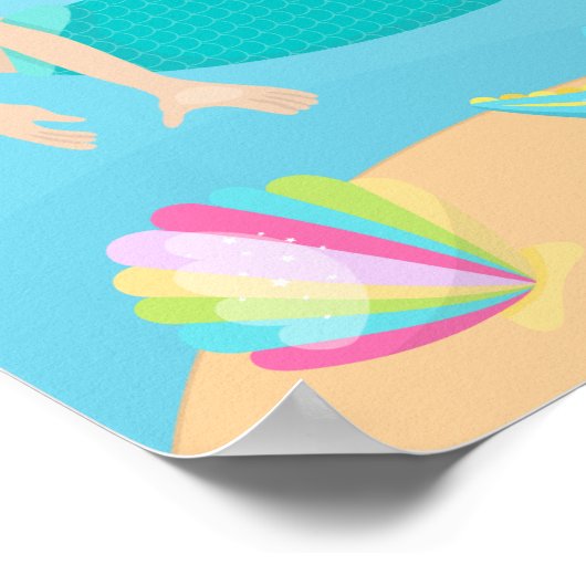 Niedliches Mermaid Beach Girl Custom Willkommen in Poster (Ecke)