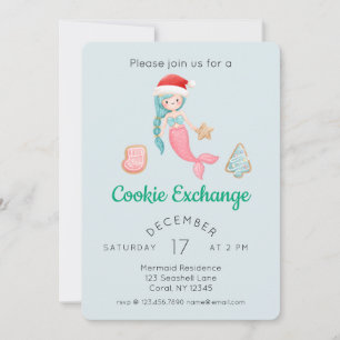 Niedliches Mermaid Christmas Cookie Exchange-Party Einladung