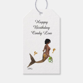 Niedliches Mermaid mit Seepferde-Geschenkmarke Geschenkanhänger